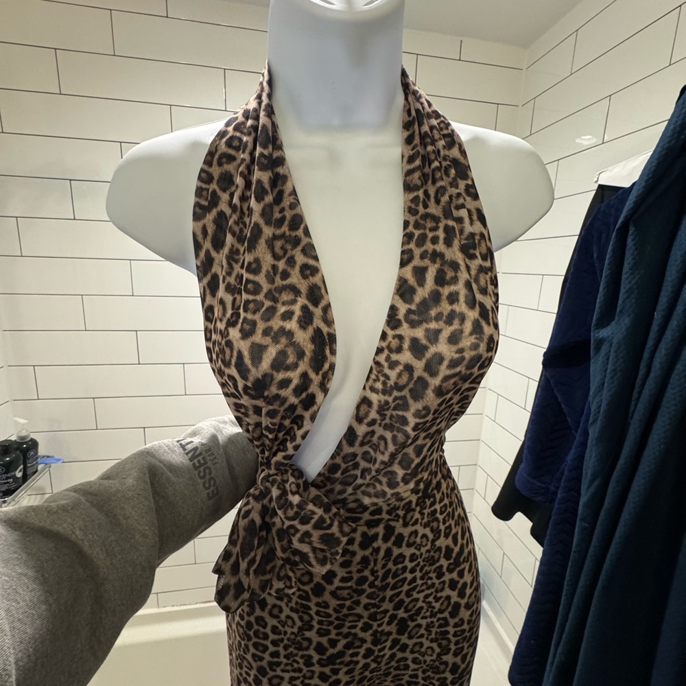 Leopard Print Halter Jumpsuit - Picture 1 of 3